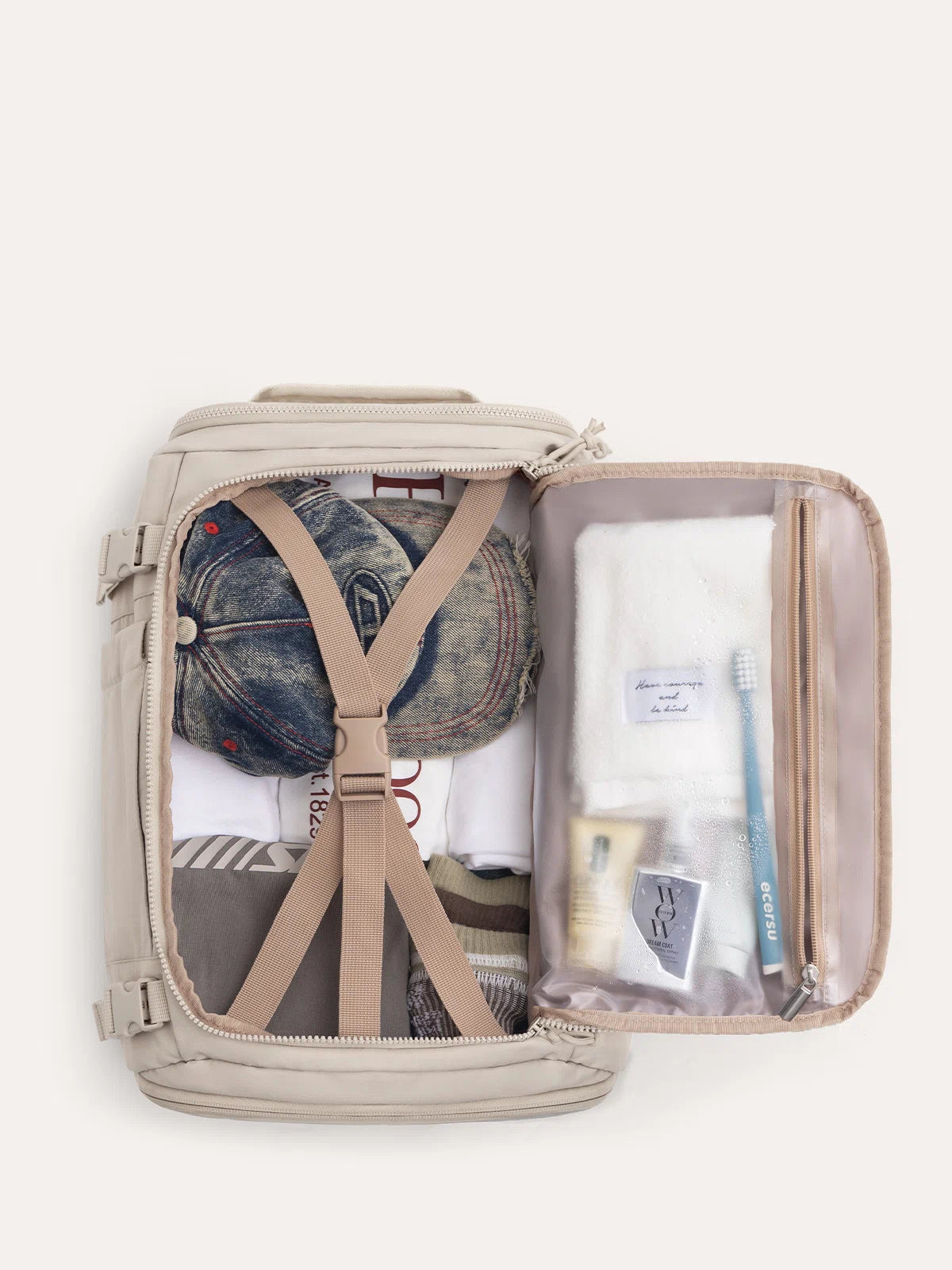 amazon 9x10x17 travel backpack Bagsmart 28L Blast Travel Backpack Best Carry On Backpack, Beige