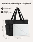 Black tote bag's imensions, capacity, and weight- BAGSMART