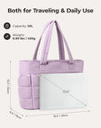 Purple tote bag with dimensions and weight information- BAGSMART