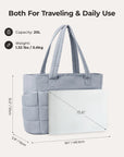 Gray tote bag with dimensions and weight information- BAGSMART
