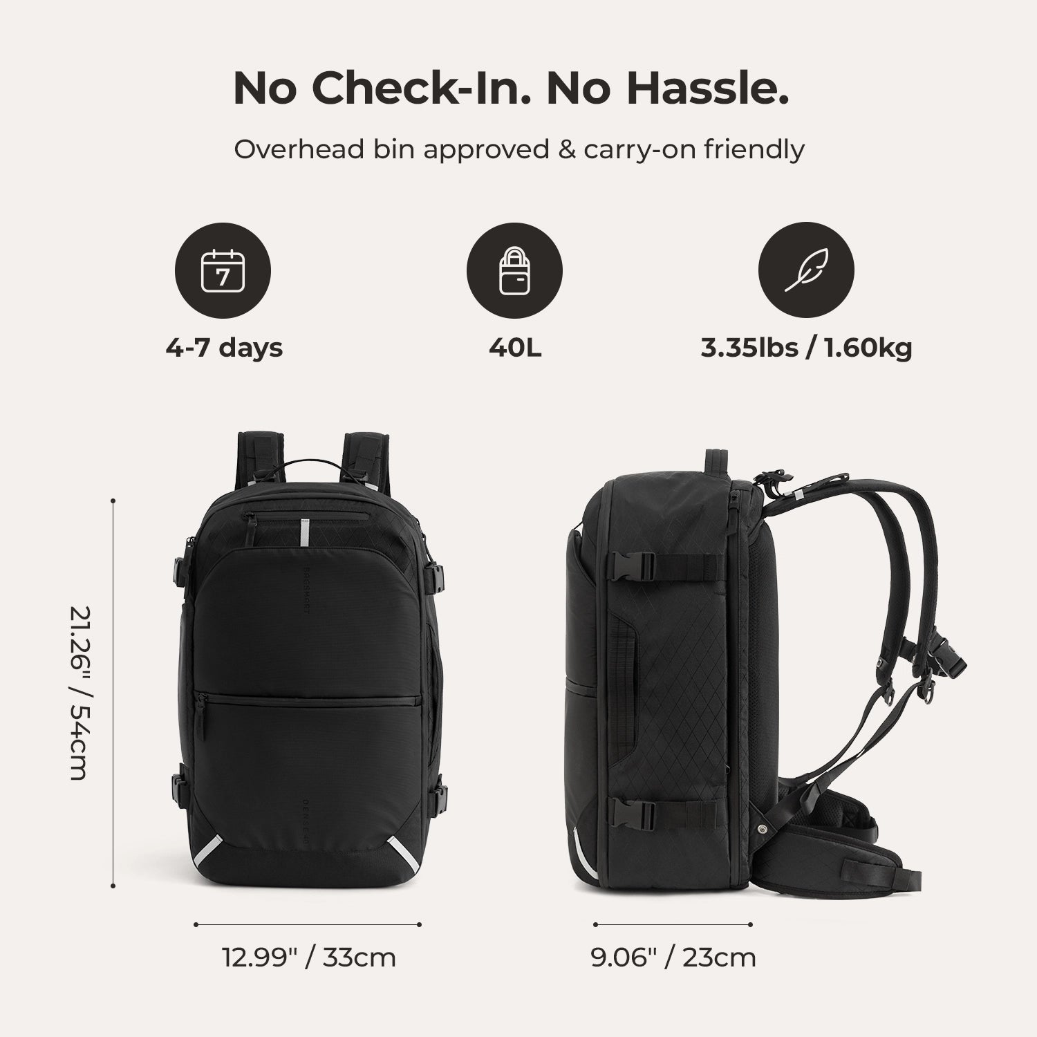 Dense 40L Travel Pack BAGSMART