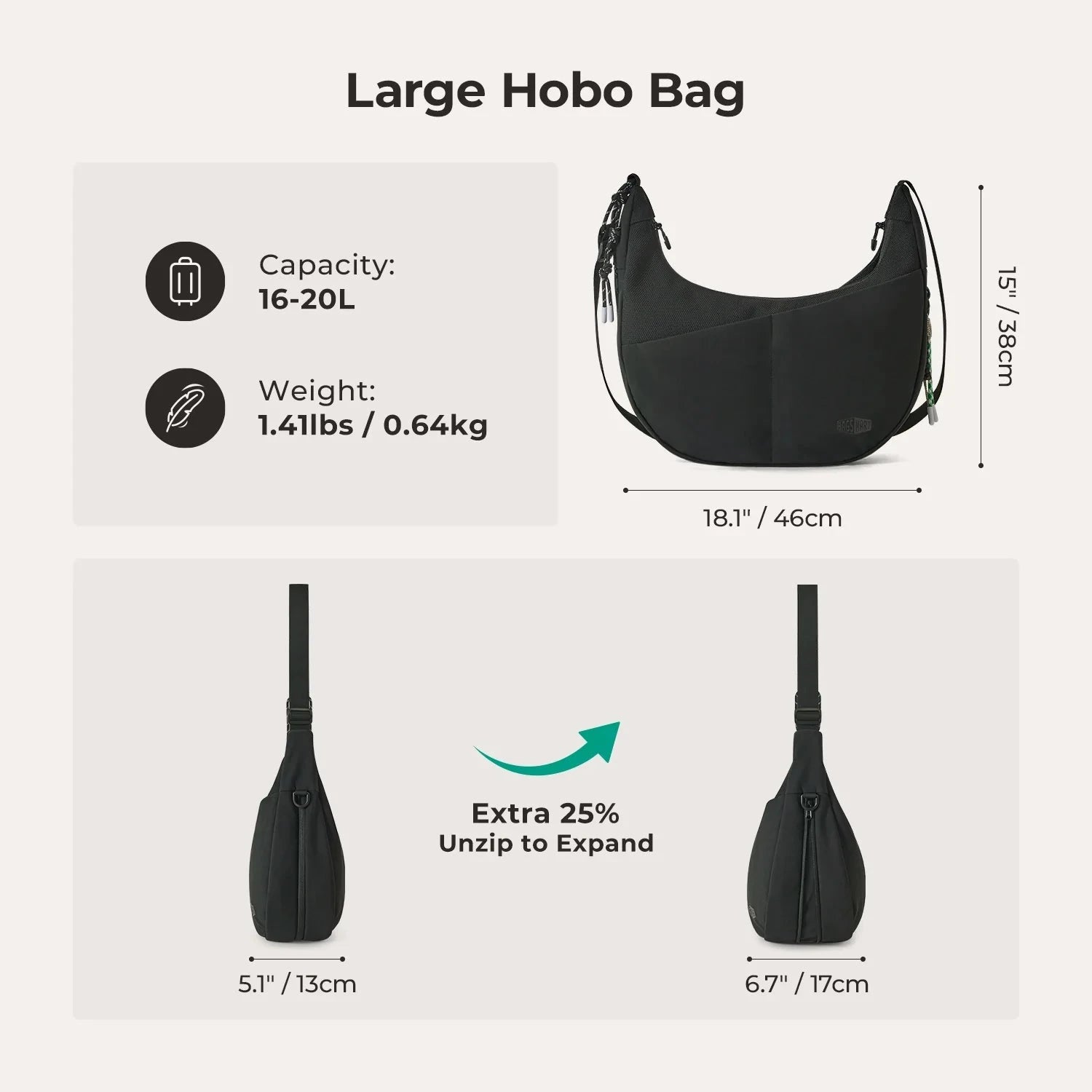 REIKI Hobo Bag BAGSMART