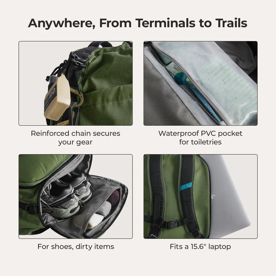 Vega 43L Carry On Travel Duffle Backpack - BAGSMART