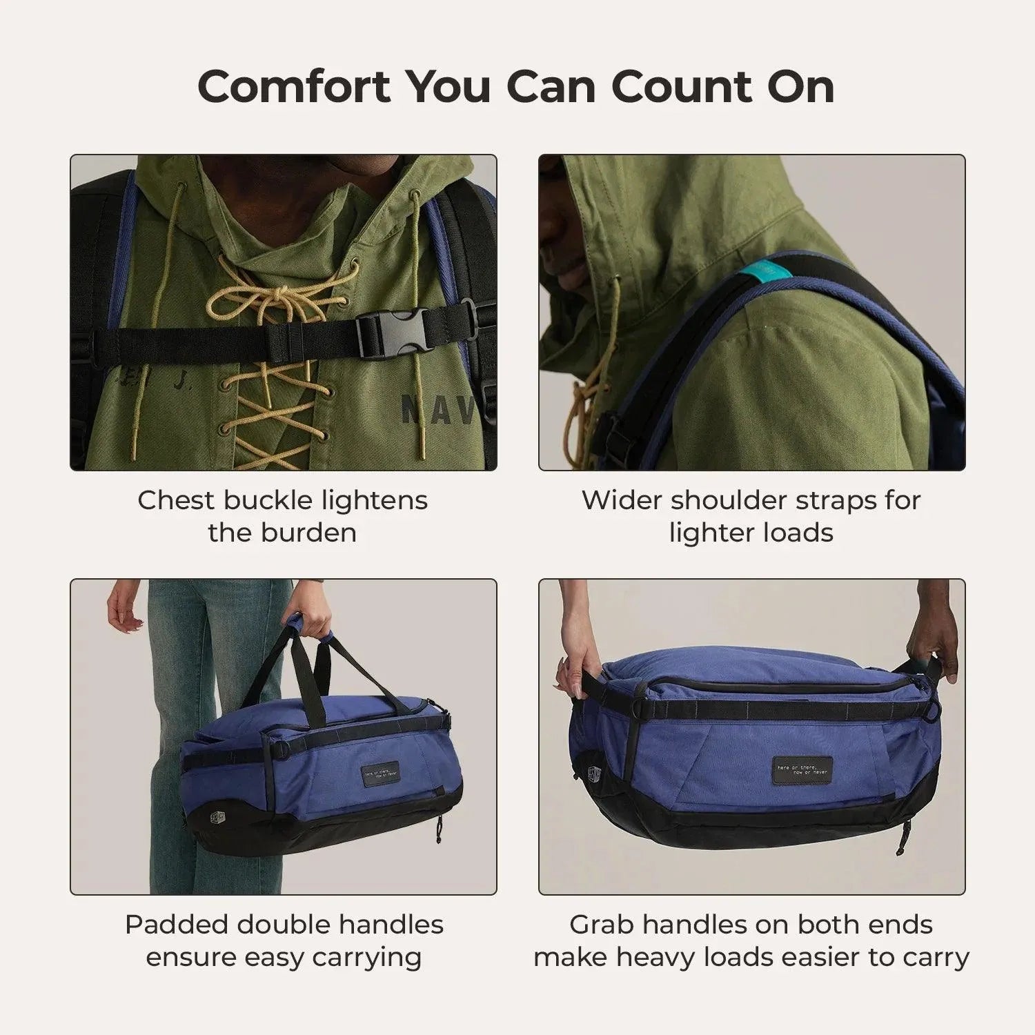 Vega 43L Carry On Travel Duffle Backpack - BAGSMART