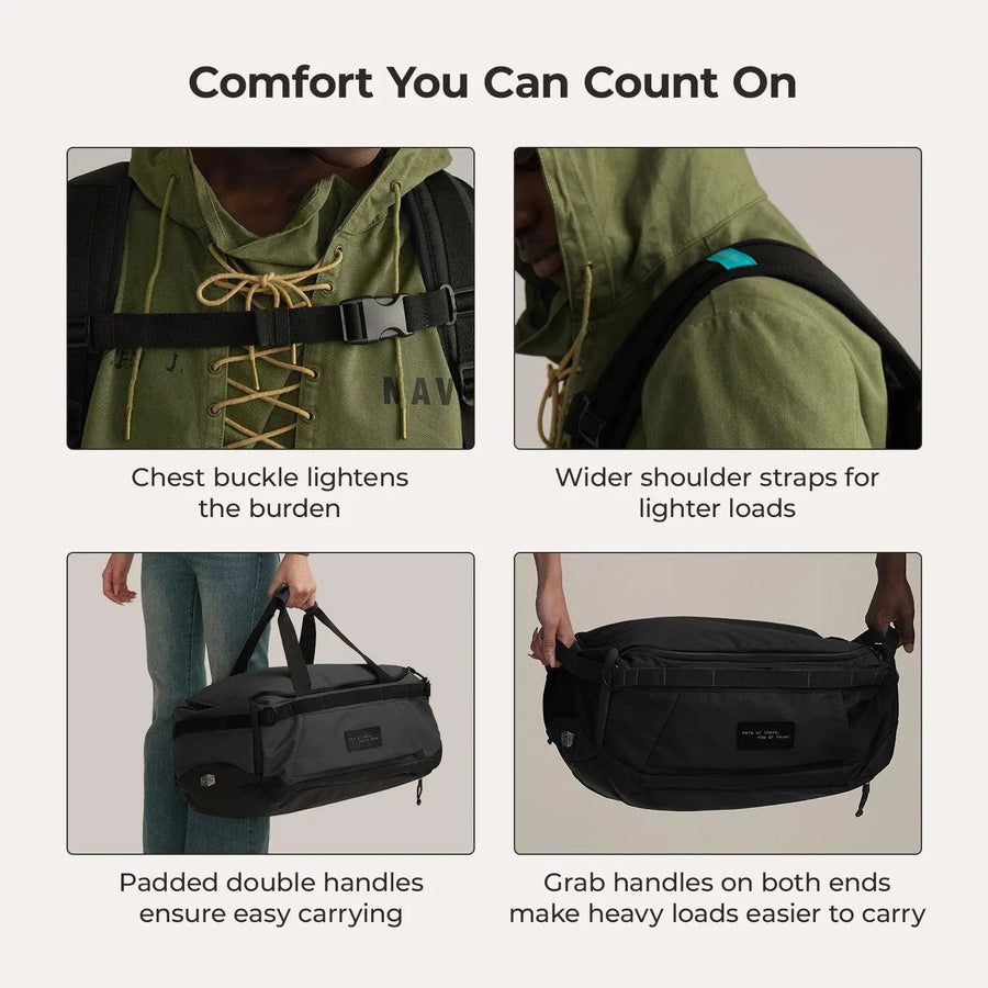 Vega 43L Carry On Travel Duffle Backpack - BAGSMART