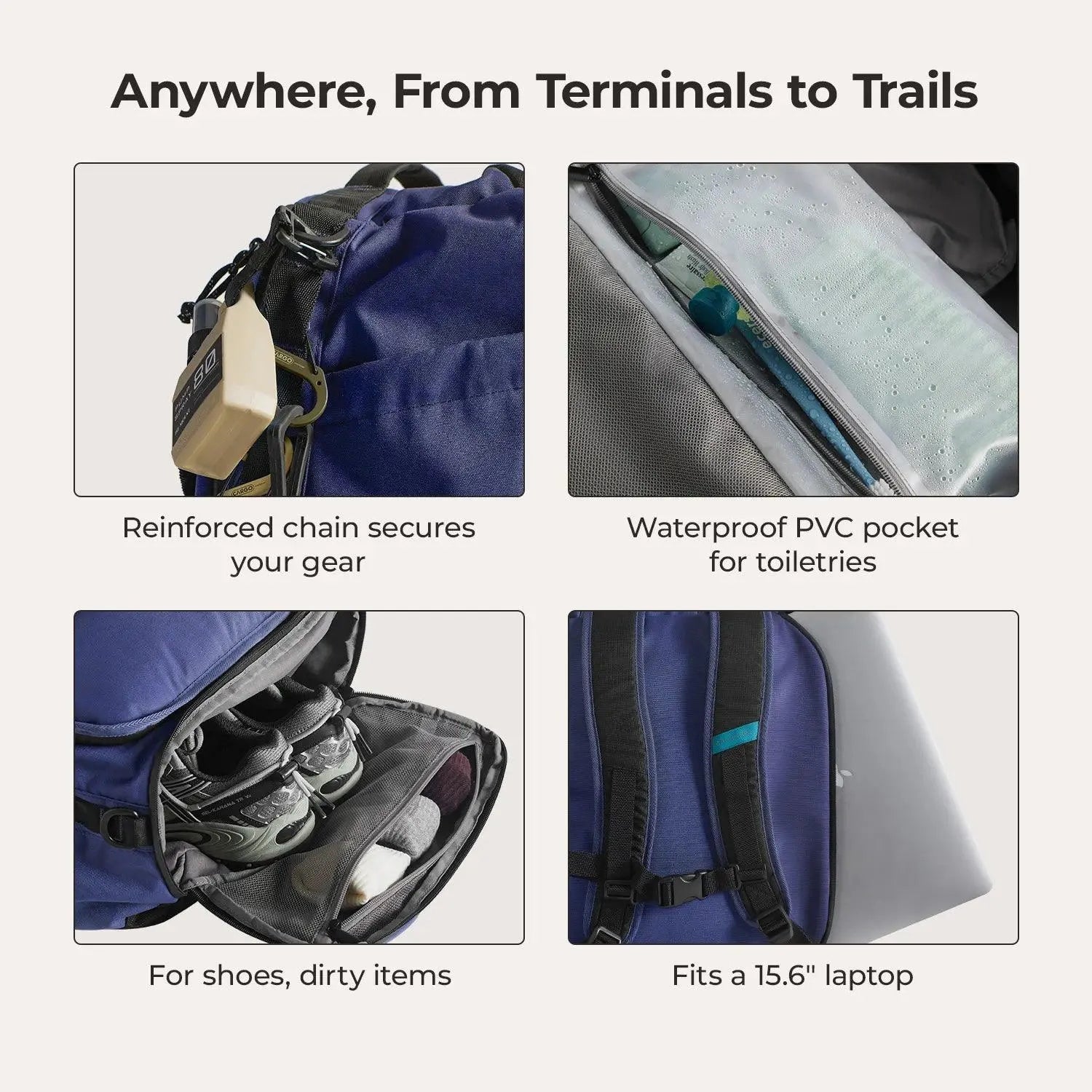 Vega 43L Carry On Travel Duffle Backpack - BAGSMART