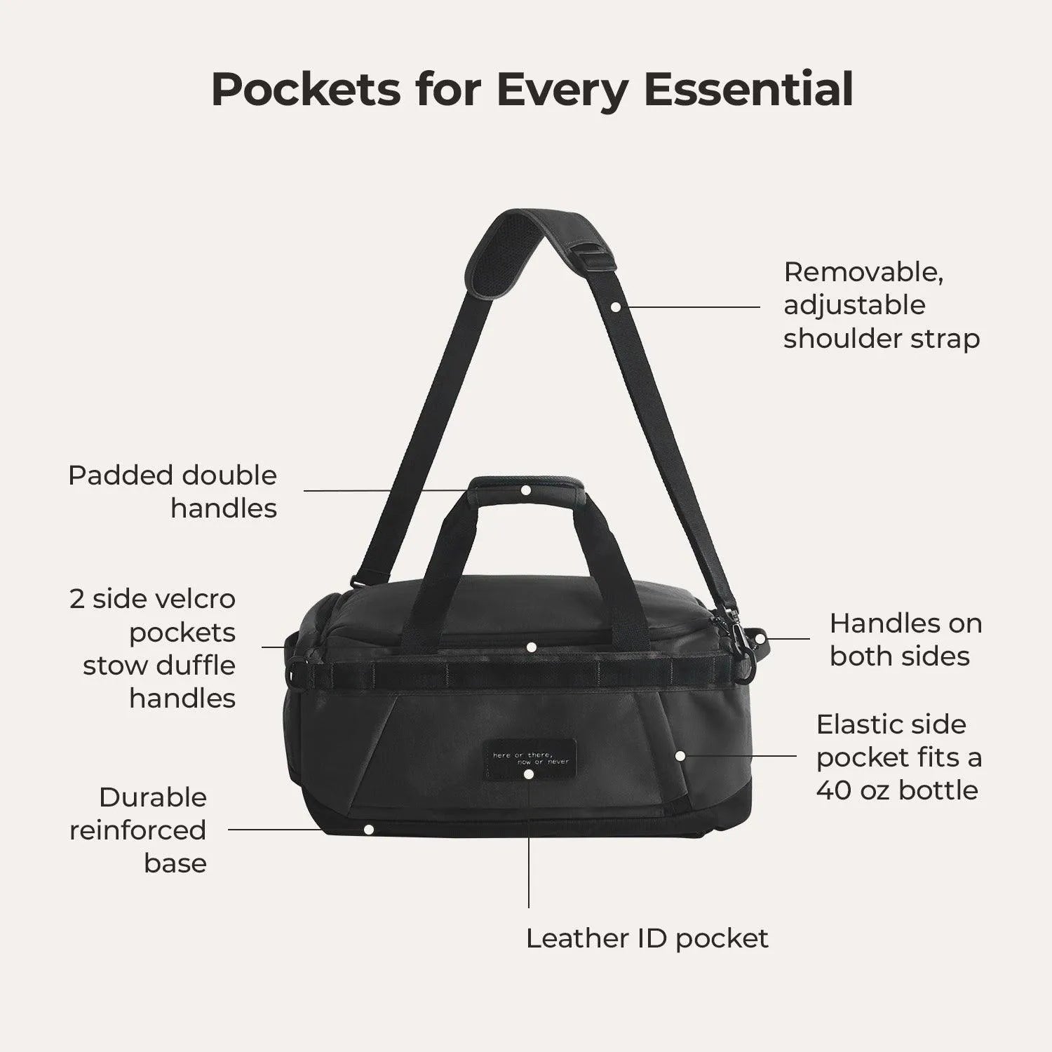 Vega 43L Carry On Travel Duffle Backpack - BAGSMART