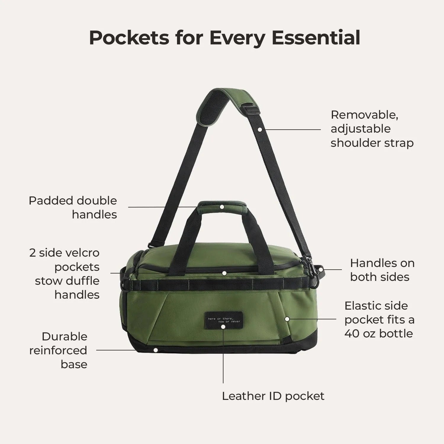 Vega 43L Carry On Travel Duffle Backpack - BAGSMART