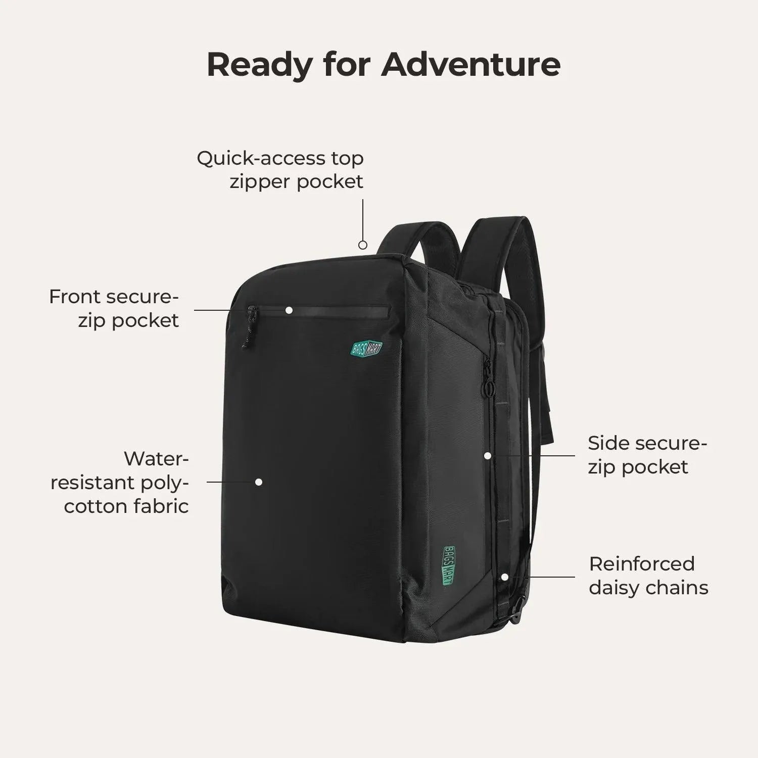 Vega 43L Carry On Travel Duffle Backpack - BAGSMART